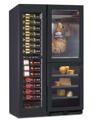 Wine display two-zone - Charcuterie and cheese cabinet - cm 106.5 x 70 x 180.4 h