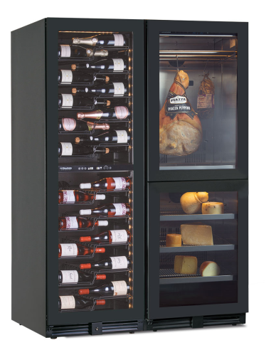 Two-zone wine display - Charcuterie and cheese cabinet - cm 121 x 70 x 180.4 h