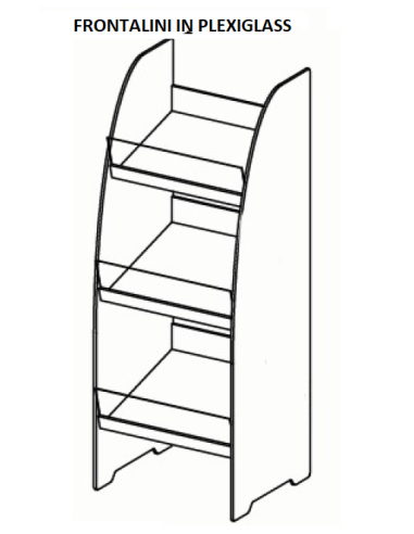 Bread display stand with plexiglass faceplates - cm 56 x 50 x 151 h