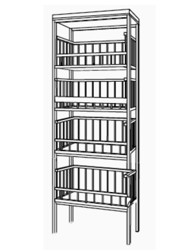 Bread display stand with 4 baskets - cm 64.5 x 40 x 173 h