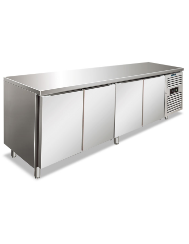 Refrigerated table with 4 doors - Ventilated - cm 223 x 60 x 86 h