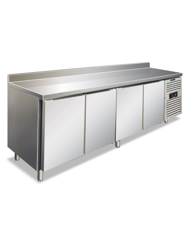 Refrigerated table 4 doors - Splashback - Ventilated - cm 223 x 70 x 96 h