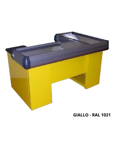 Static checkout counter with double basin - Scanner provision - 160 cm