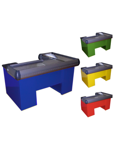 Static checkout counter with double basin - Scanner provision - 160 cm