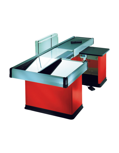 Motorized checkout counter with double basin - cm 226.6