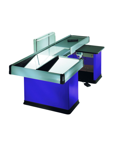 Motorized checkout counter with double basin - cm 226.6