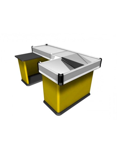 Static checkout counter with double basin - Scanner provision - cm 282.9