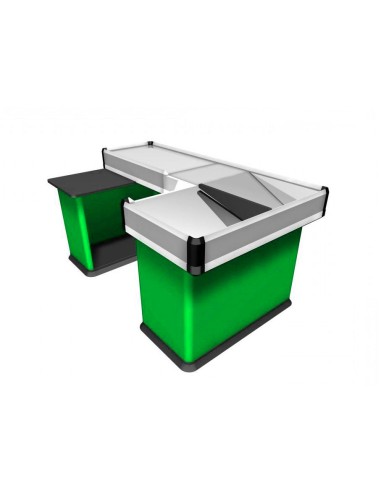 Static checkout counter with double basin - Scanner provision - cm 282.9