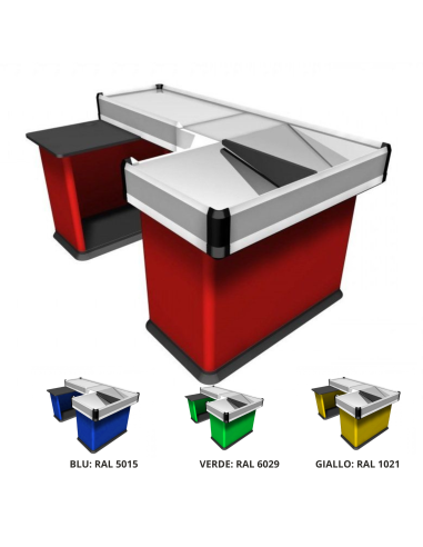 Static checkout counter with double basin - Scanner provision - cm 282.9