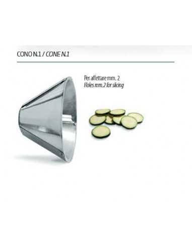 Cono inox tagliamozzarella - Lame spess. mm 2 - Per affettare,ideale per funghi, zucchine ecc.