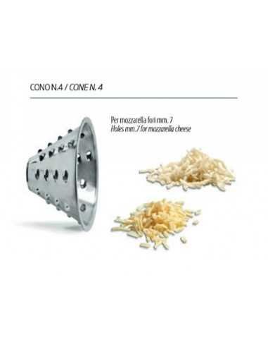 Cono inox tagliamozzarella - Foro mm 7 - Per sfilacciare mozzarella