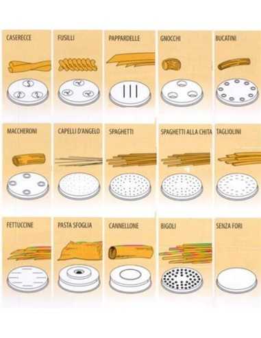 Matrices de varios tamaños en aleación de latón - Bronce - Para máquina de pasta fresca modelo MPF8N