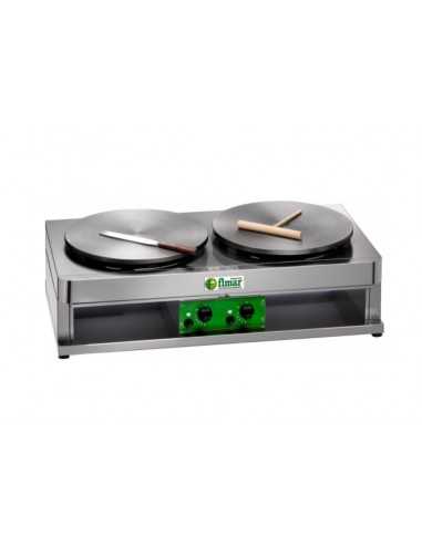 Double gas crepe maker  - Diameter mm 400 - With power regulation