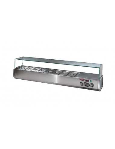 Ingredient display case 4 x GN1/3 - Flat glass - Depth 38.7