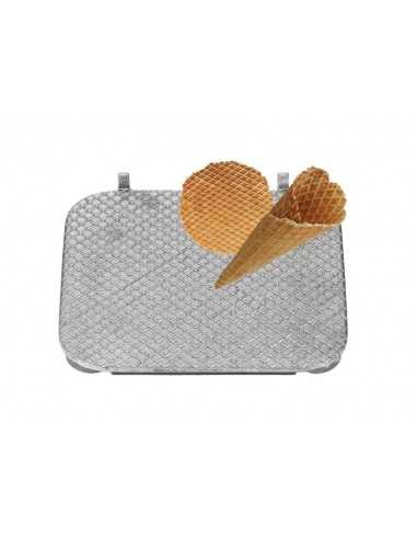 Piastra waffel intercambiabile - FORMA: 1 waffel 27x27 Cm - in ghisa - Utilizzabile per fare coni o altre forme