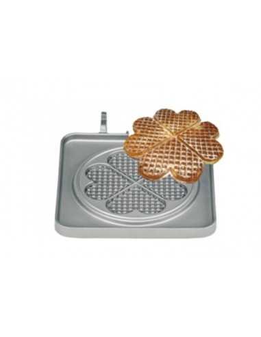 Interchangeable waffel plate - shape: 1 waffel diam 19 divisible in 4 pieces - teflonato aluminium non-stick