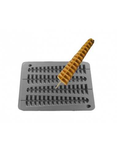 Interchangeable waffel plate - shape: 4 waffles 23 x 6 x 2.5 cm - Made of non-stick teflonate aluminium