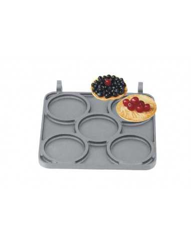 Interchangeable waffel plate - shape: 5 waffles Ø 10 x 0.9 cm - teflonate aluminium