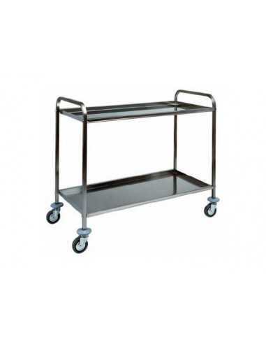 Service trolley - Stainless steel - N. 2 shelves - cm 110 x 60 x 94 h