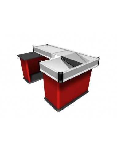 Static checkout counter with double basin - Scanner provision - cm 232.9