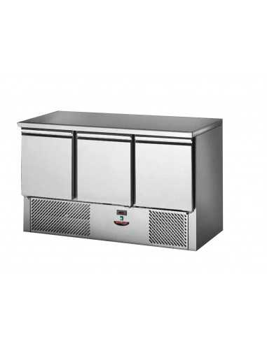 Ensaladas refrigeradas - acero inoxidable - N. 3 puertas - cm 138.4x70x88 h