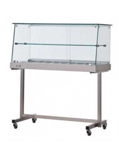 Hot display case - Straight glass - Trolley - cm 200 x 53 x 135h