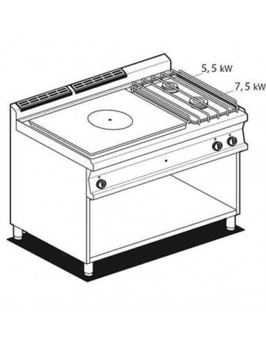 Cocina de gas - Placa + N. 2 incendios - cm 120 x 70,5 x 90 h